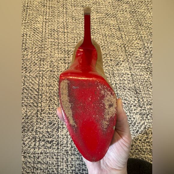 Christian Louboutin Almond Toed Bianca 140 Heels - Camel Patent Leather | 40.5 - Picture 4 of 16